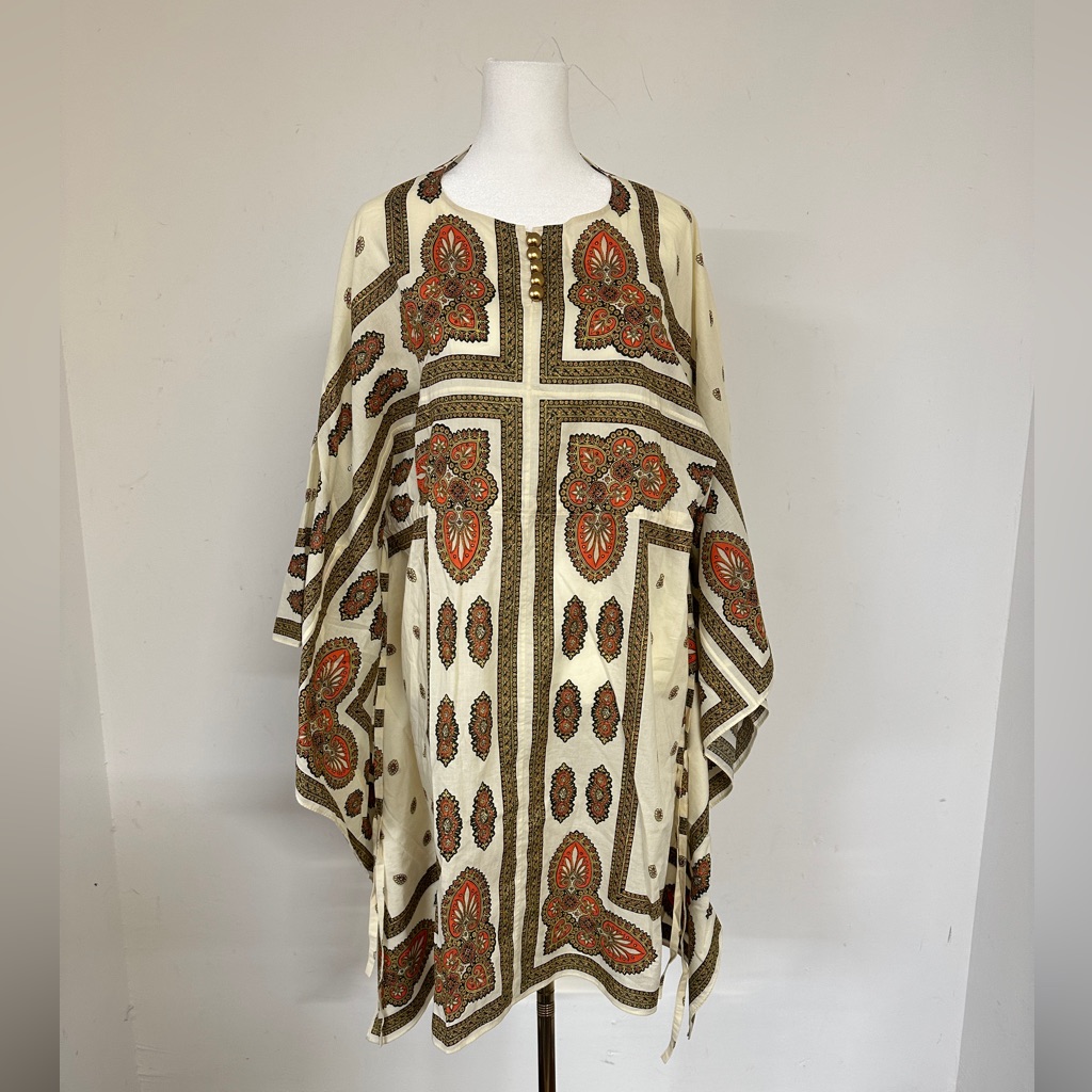 Gucci Cream Paisley Printed Cotton Kaftan Dress